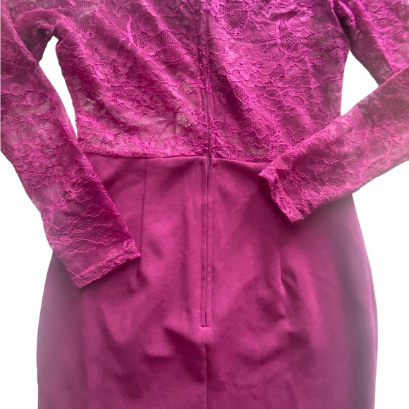 Vintage Charlotte Russe Amaranth Magenta Lace Pencil Dress - Picture 12 of 14